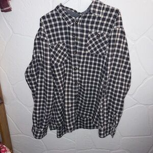 Wrangler Men's Black and White Plaid Shirt